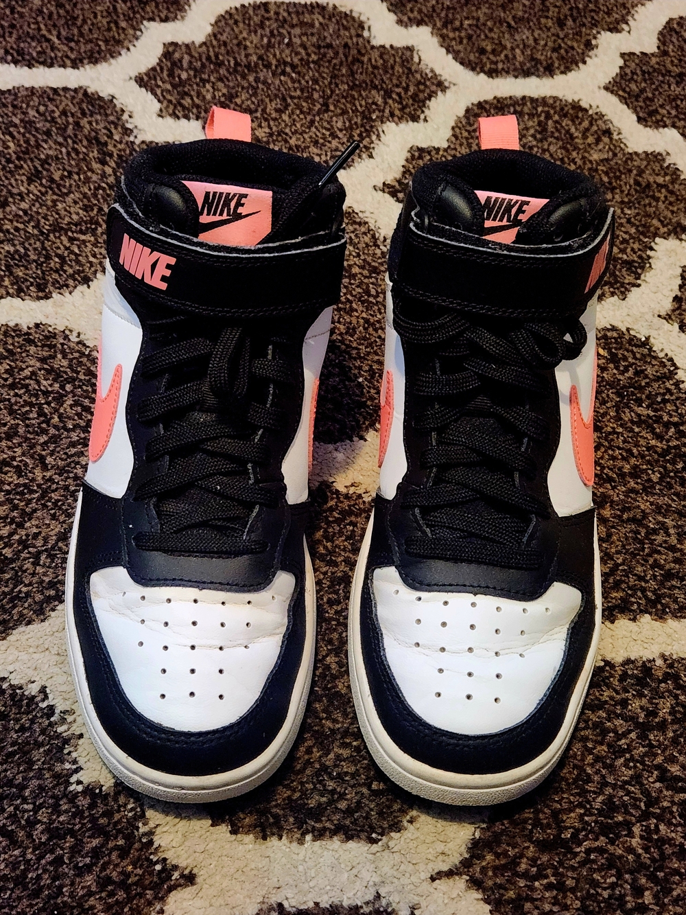 Nike White and Black Logo Label Close-Up